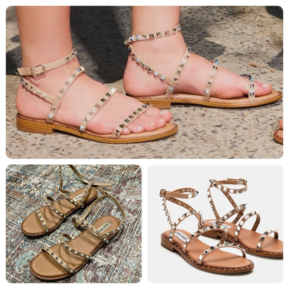 Steve Madden Transport Studded Strappy Sandals | Color: Tan | Size: 8.5